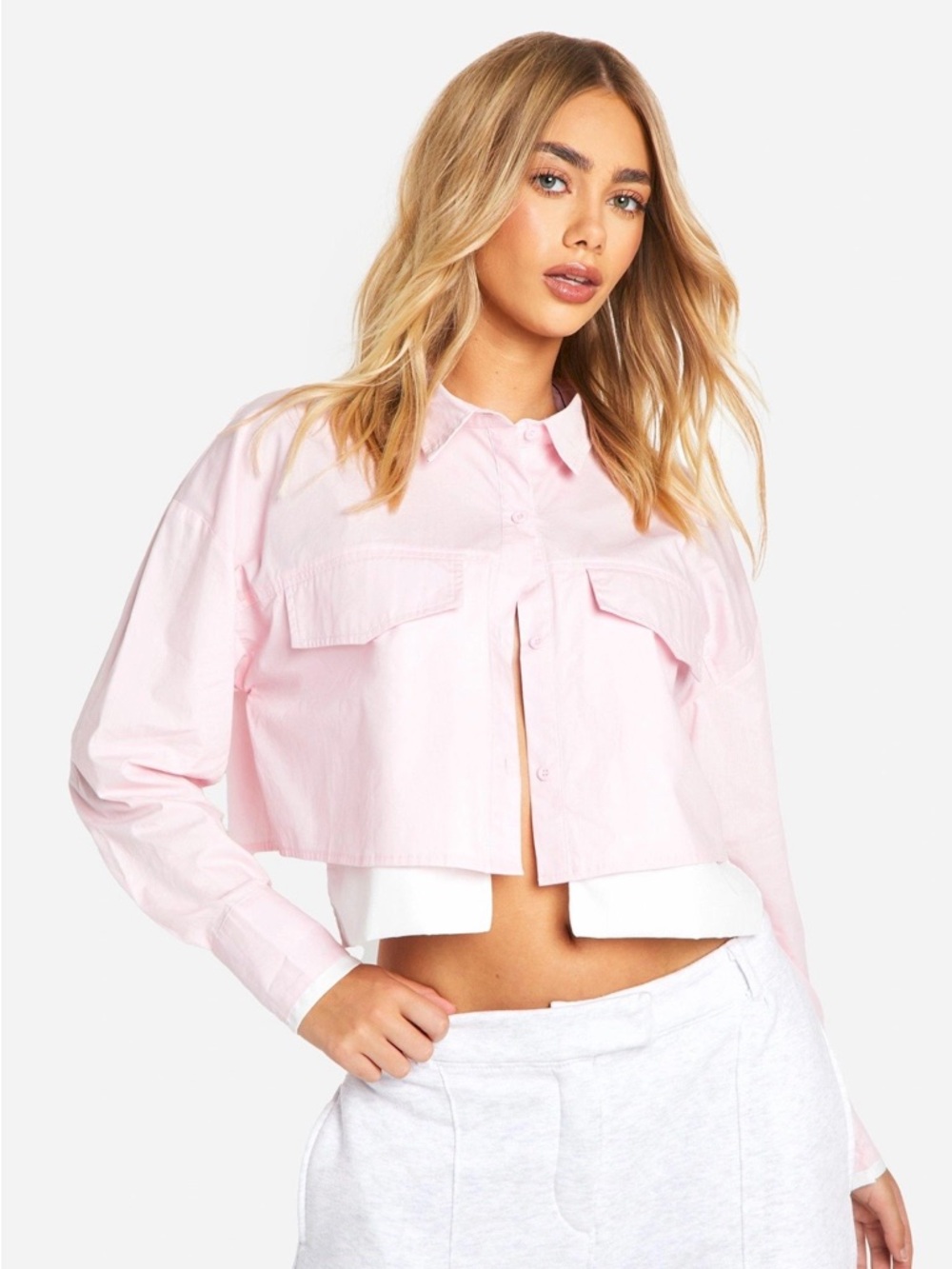 Zara Pastel Pink Collared Button-Up Shirt